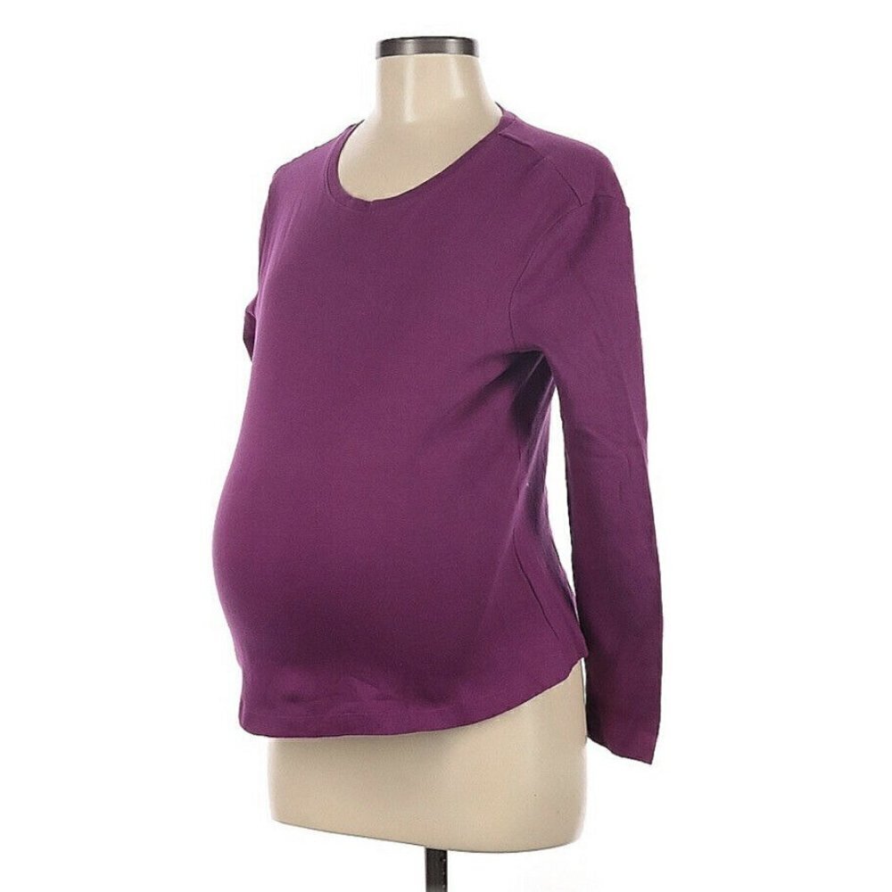Carole Little Maternity Women’s‎ Sz M Long Sleeve Plum Tee Top Tshirt
